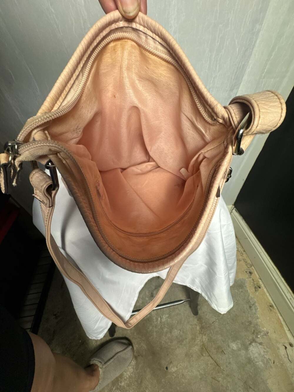 Solene Light Pink Pebbled Faux Leather Multi-Zipper Crossbody Bag Purse - Picture 8 of 8